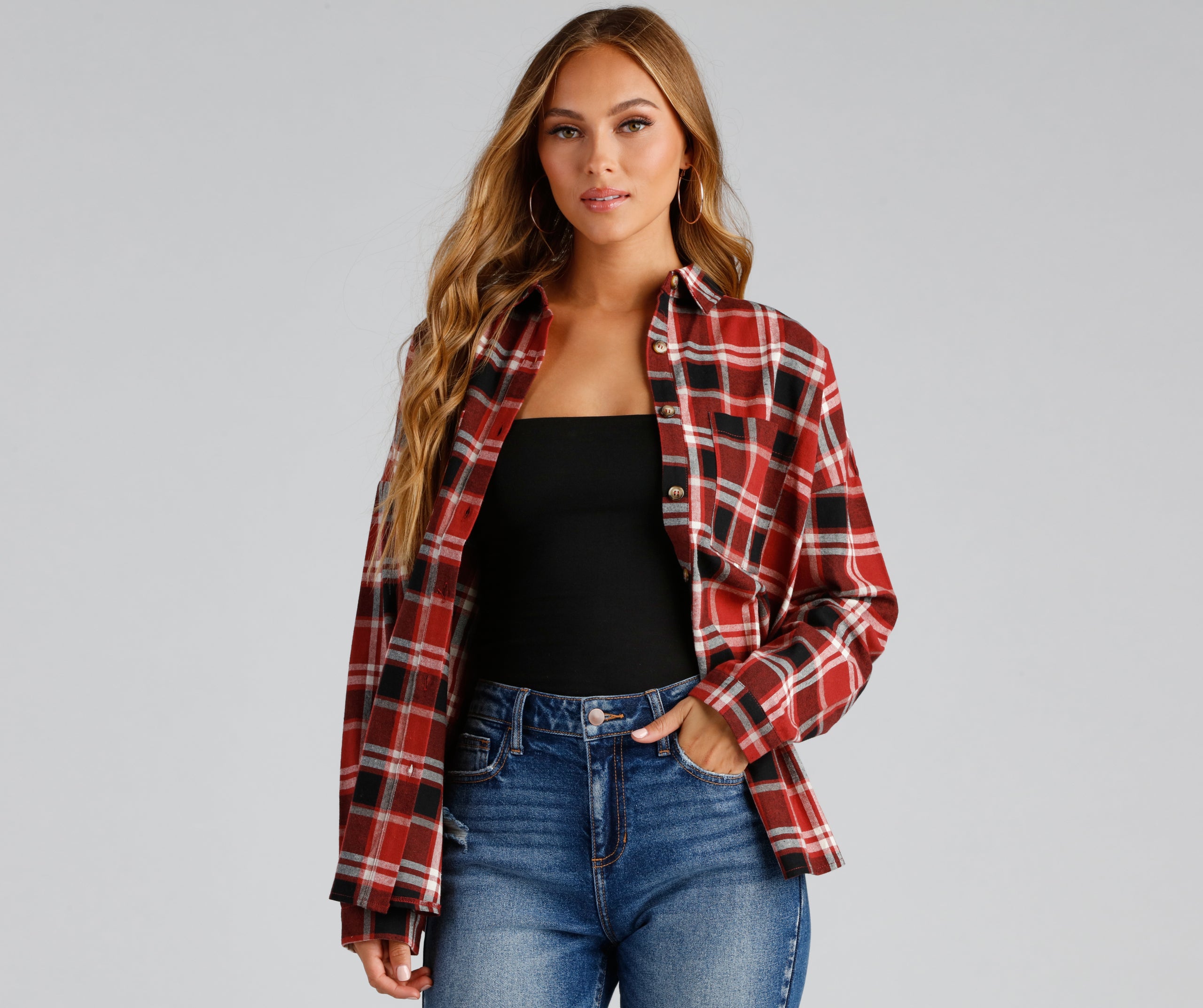 Button Up In Fab Flannel Top