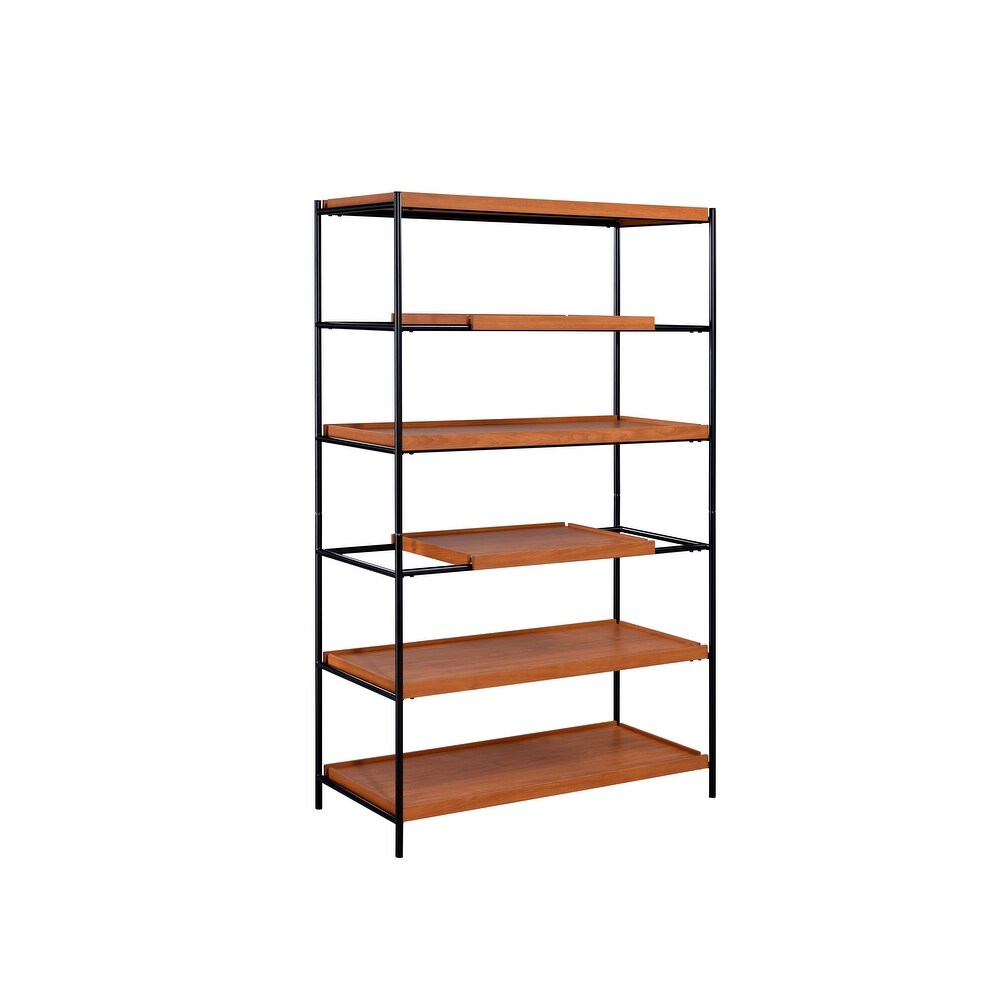 6 Tier Oaken Bookshelf  Honey Oak   Black