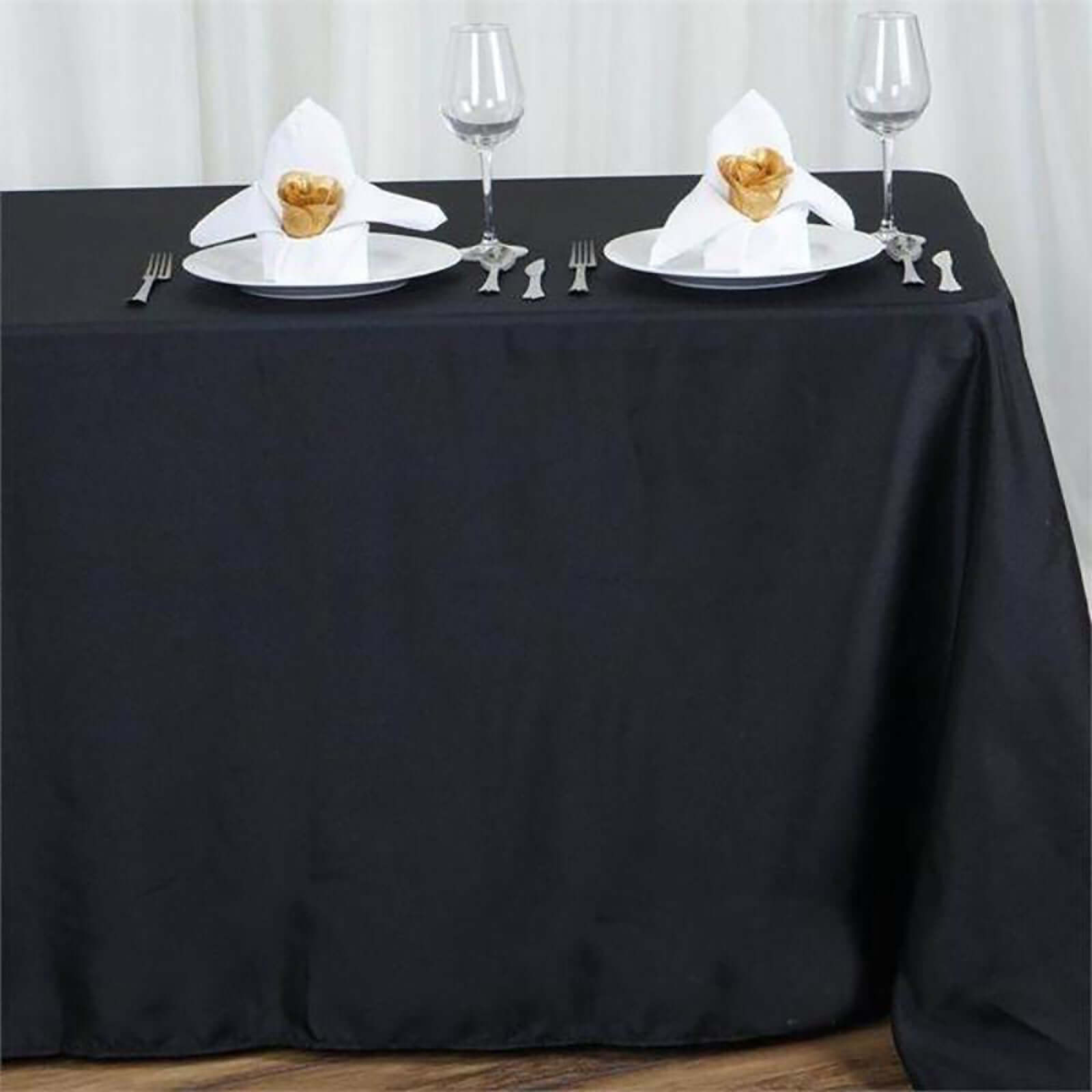 Black Seamless Polyester Rectangular Tablecloth 90