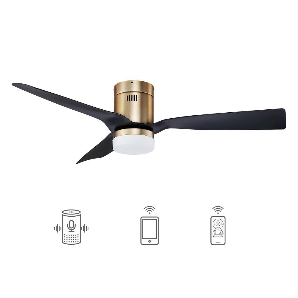 CARRO Striver 52 in. IndoorOutdoor Gold Smart Ceiling Fan Dimmable LED Light and Remote Works with AlexaGoogle HomeSiri S523P-L12-G2-1-FM