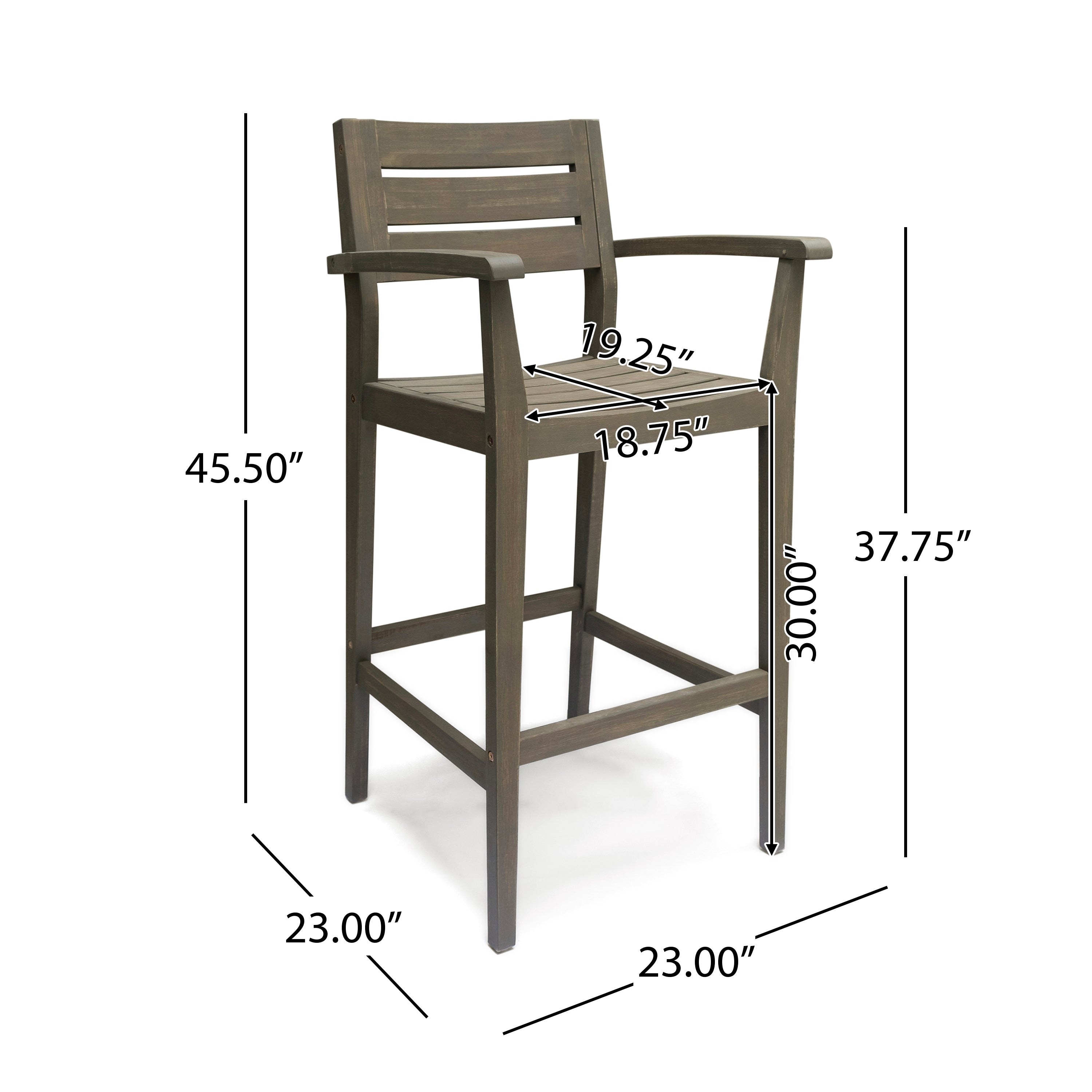 Blair Outdoor Rustic Acacia Wood Barstool (Set of 4)