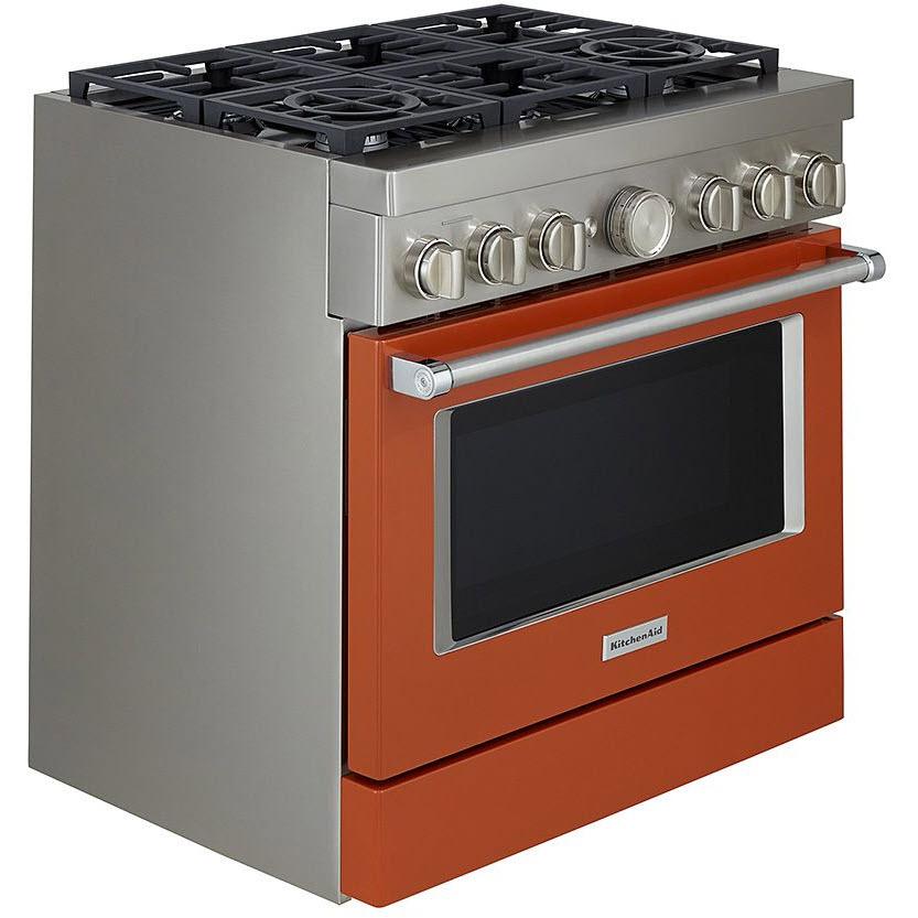 KitchenAid 36-inch Freestanding Gas Range with Even-Heat? True Convection KFGC506JSC