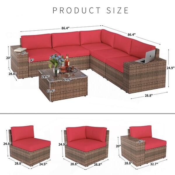 6Piece Wicker Sectional Sofa Set