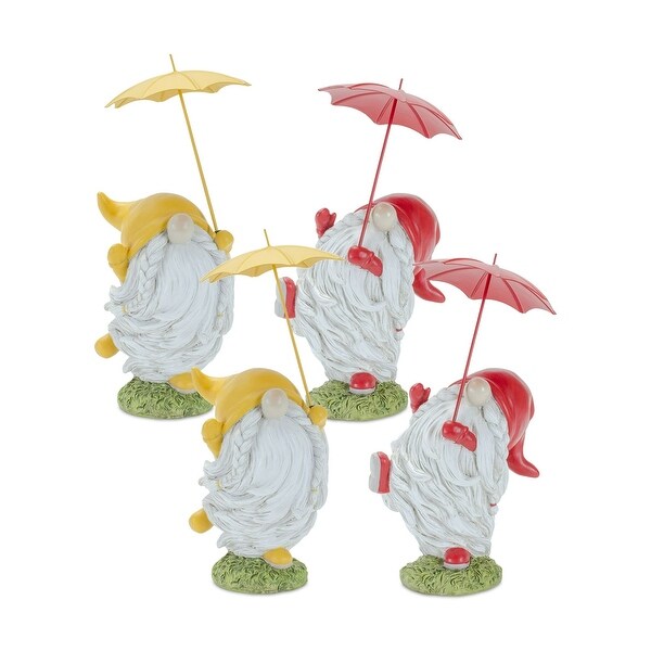 Set of 4 Dancing Gnome Umbrella Christmas Tabletop Figurines 8.25