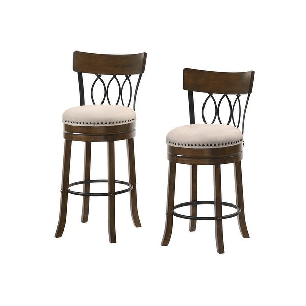 Furniture of America Wynn Wood and Fabric Swivel Bar Chair (Set of 2)