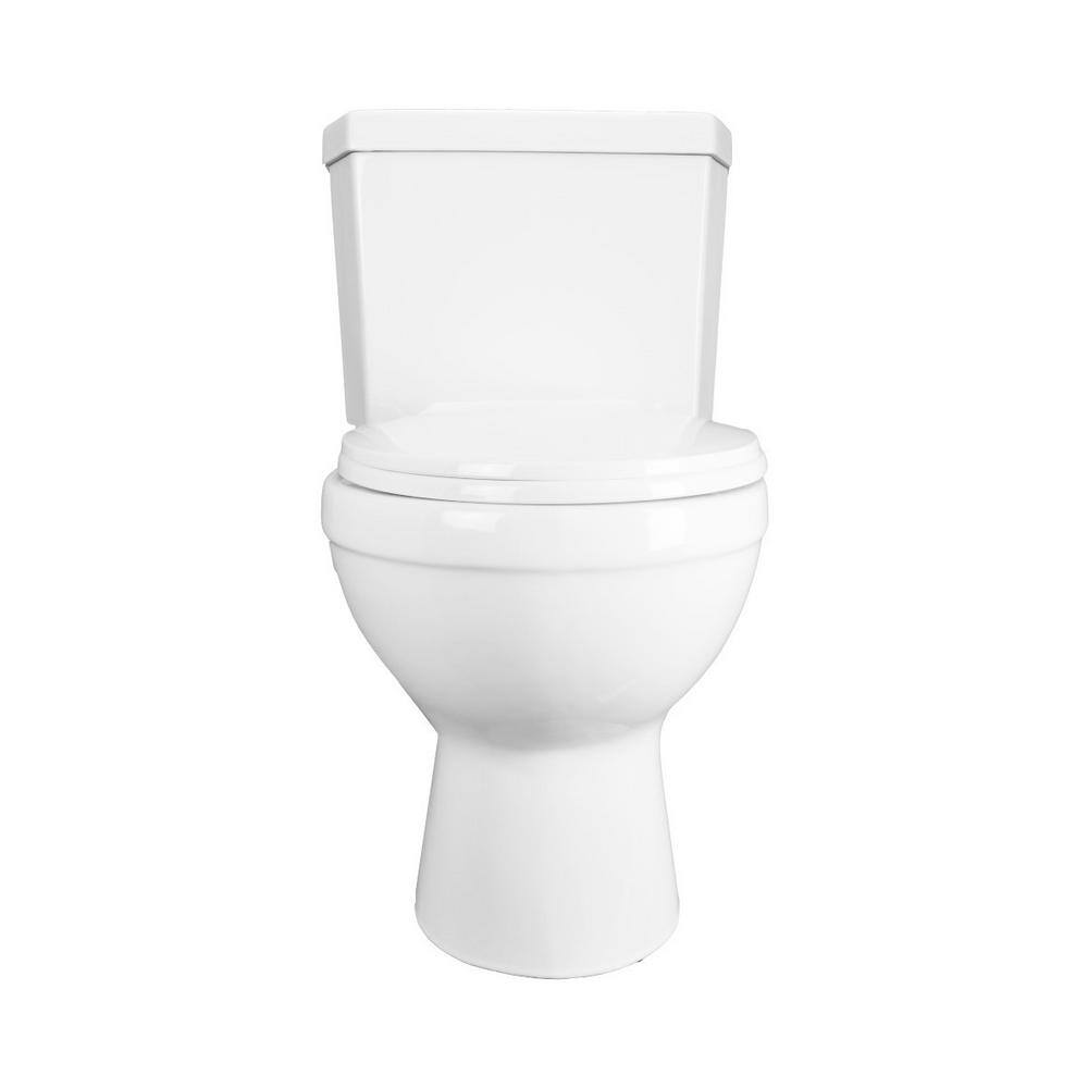 RENOVATORS SUPPLY MANUFACTURING Troyt Corner 2-Piece 0.8 GPF1.6 GPF WaterSense Dual Flush Round Toilet in White with Slow Close Seat 17668