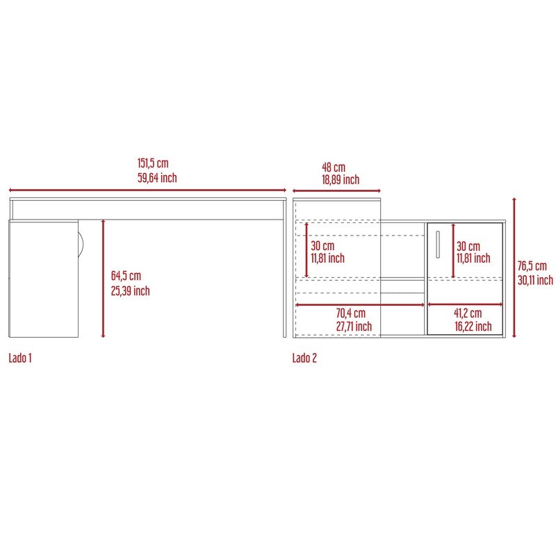 L Shaped Computer Desk with 1 Cabinet  2 Shelf  Home Office Desk Corner Desk  Study Writing Table with Storage