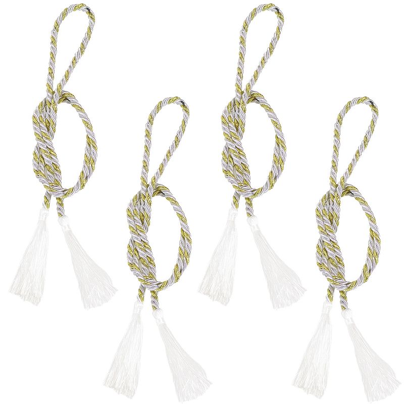 Sunnydaze Set of 4 Indoor/Outdoor Rope Curtain Tiebacks with Tassels