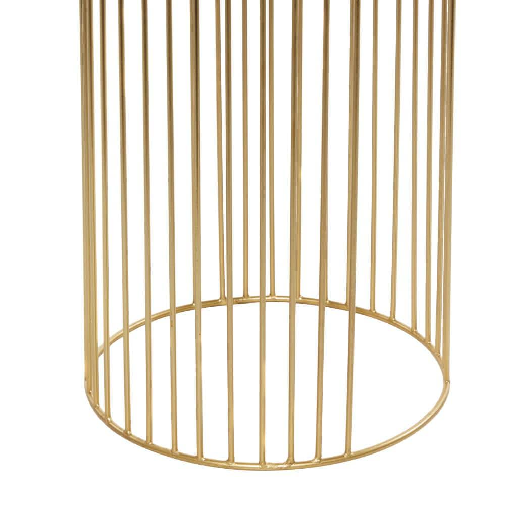 Litton Lane 24in. Large Gold Metal Deep Recessed Dome Planter with Elevated Caged Stand (3- Pack) 51982