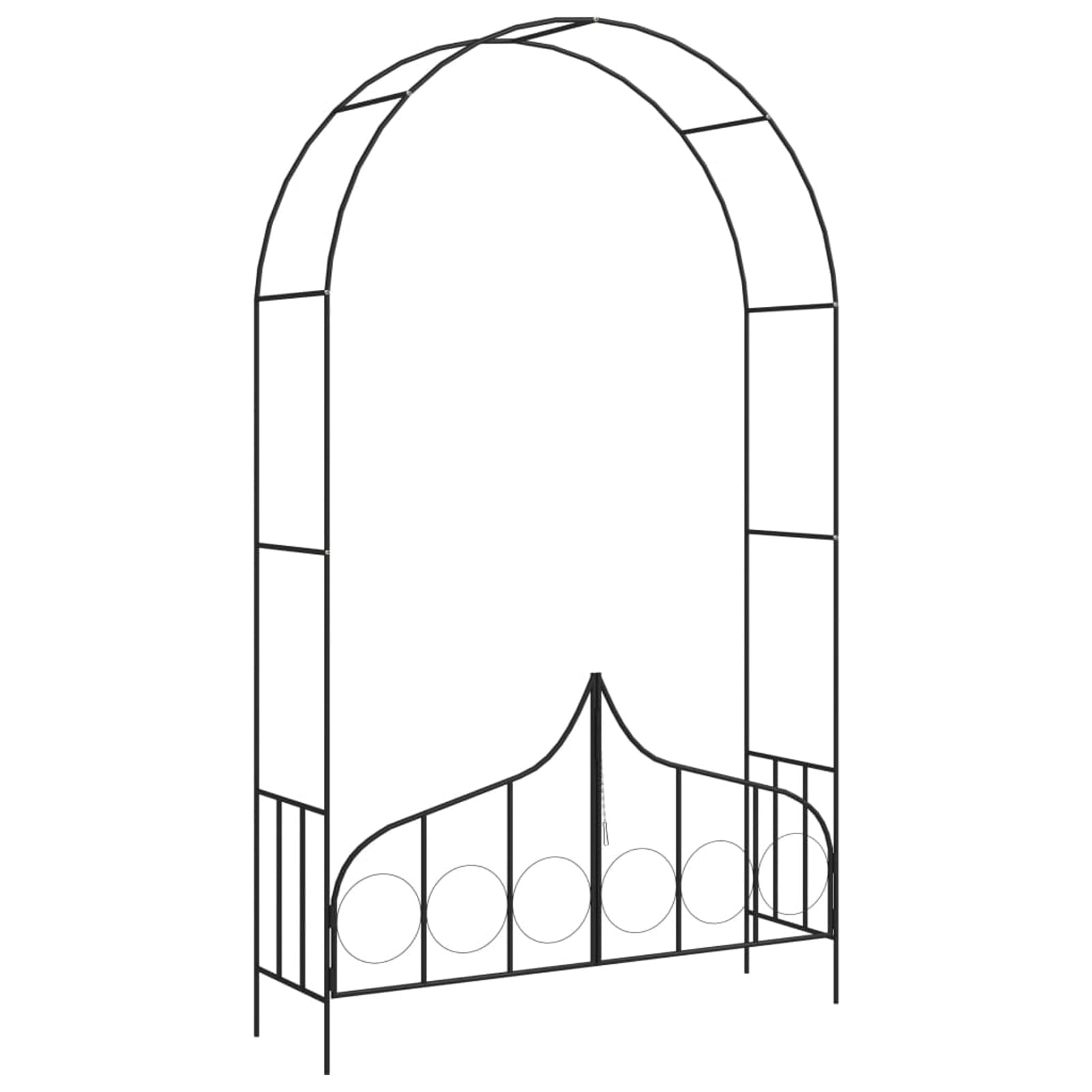 Carevas Garden Arch with Gate Black 54.3"x15.7"x93.7" Iron