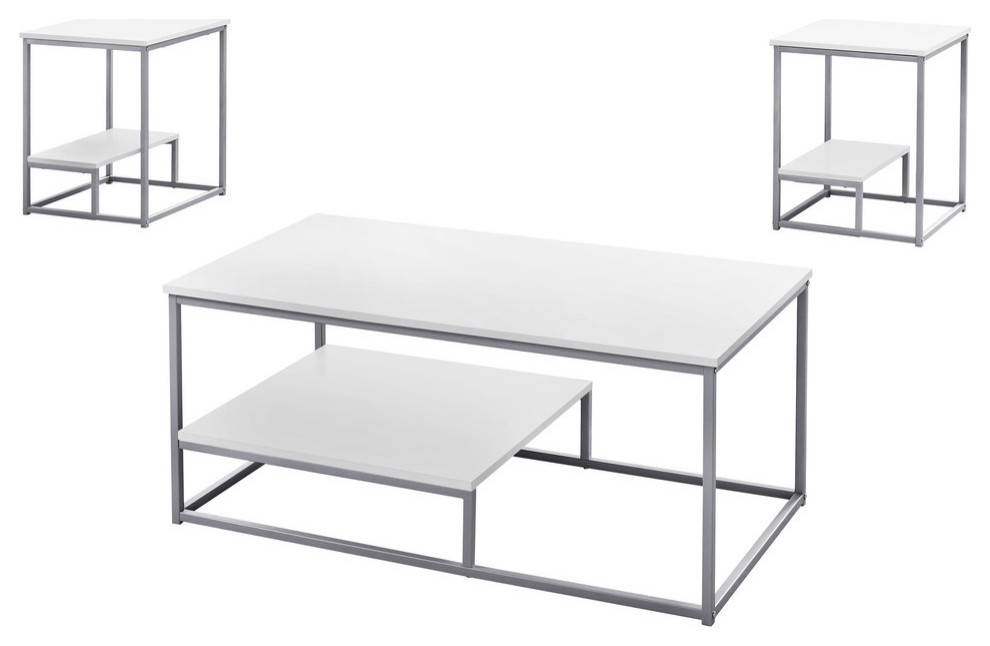 Table Set  3pcs Set  Coffee  End  Side  Accent  Living Room  Metal   Contemporary   Coffee Table Sets   by Monarch Specialties  Houzz