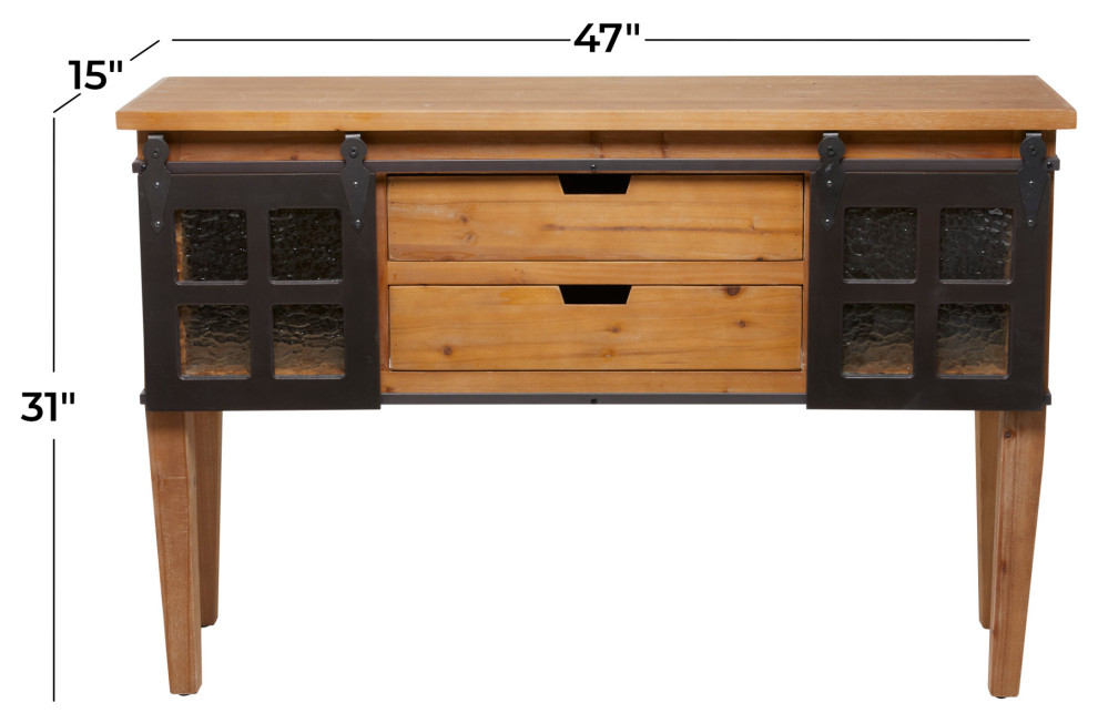 Industrial Brown Wood Console Table 560400   Industrial   Console Tables   by Brimfield  ampMay  Houzz