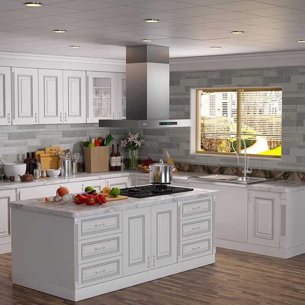 IKTCH 30 inch Vent Island Mount Range Hood  900 CFM Powerful and Stylish Kitchen Ventilation   30''