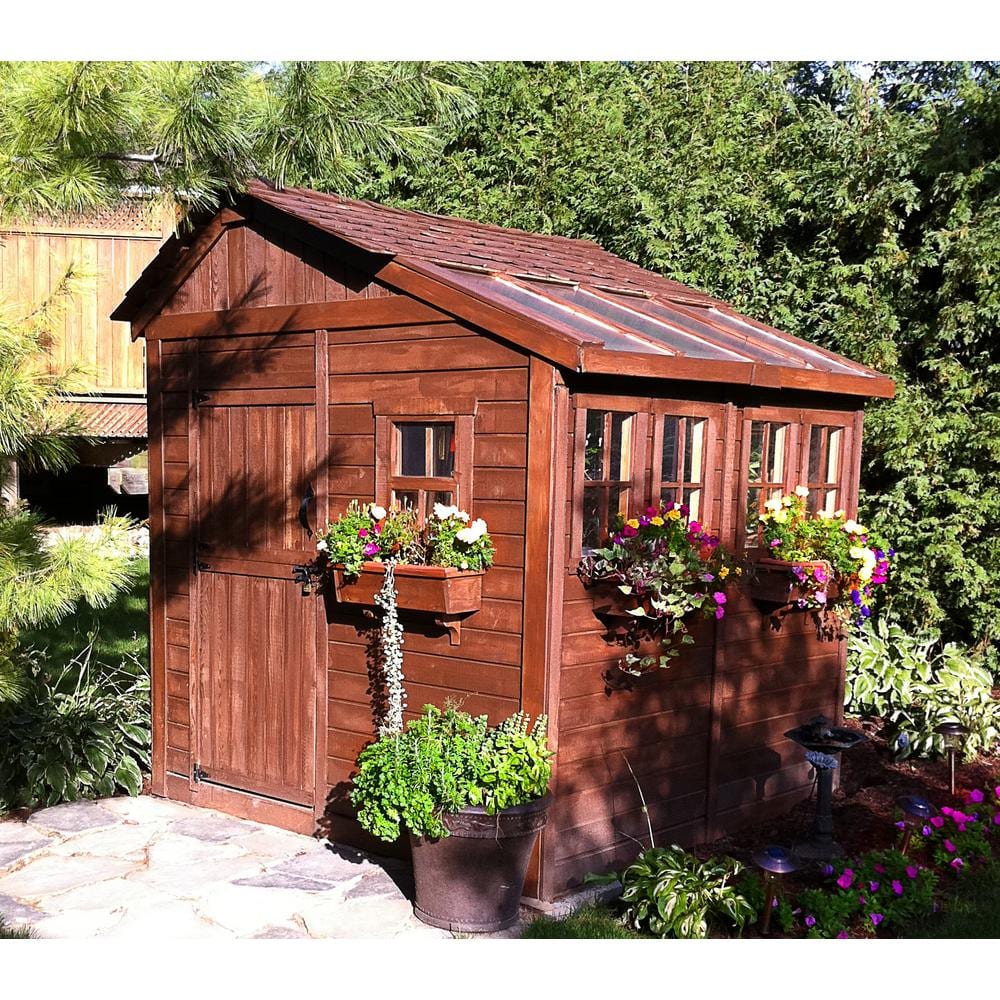 Outdoor Living Today Sunshed 8 ft. x 8 ft. Western Red Cedar Garden Shed SSGS88