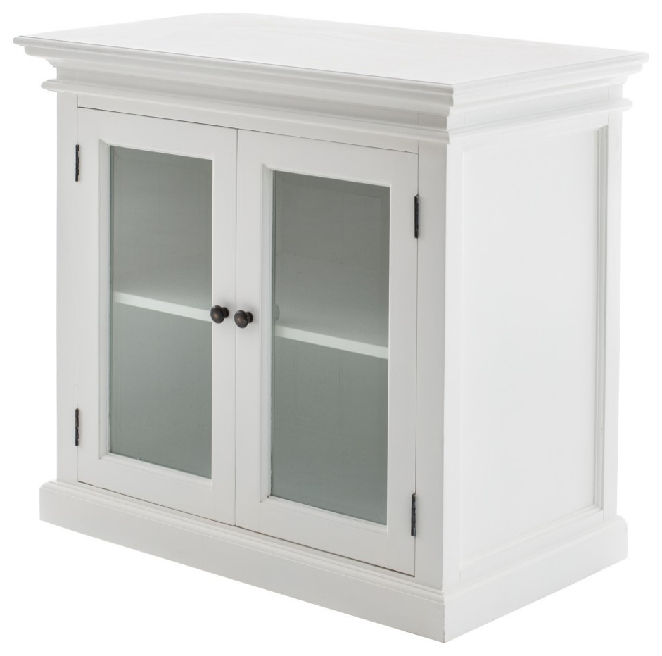 Modern Farm White Glass Door Accent Cabinet   Traditional   Accent Chests And Cabinets   by VirVentures  Houzz