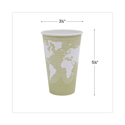 Eco-Products World Art Renewable and Compostable Hot Cups， 16 oz， 50/Pack， 20 Packs/Carton (EPBHC16WA)