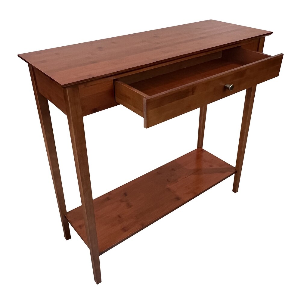 Solid Bamboo 2 Tier Console Table with Drawer