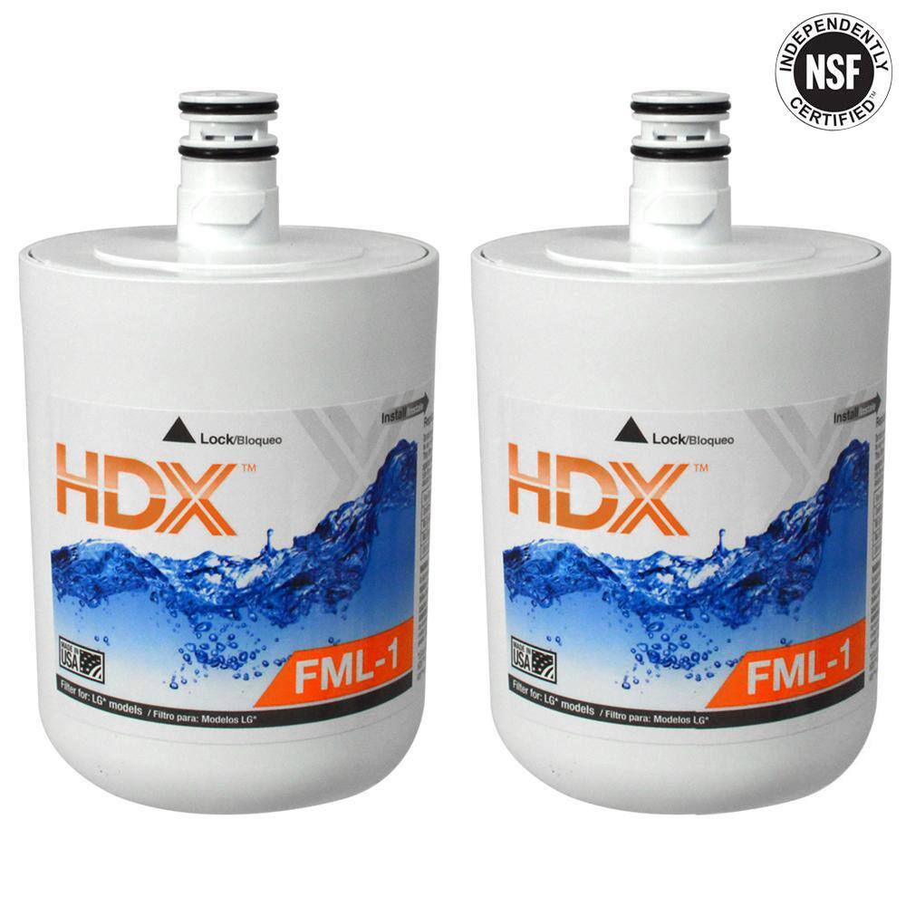 HDX FML-1 Premium Refrigerator Water Filter Replacement Fits LG LT500P (2-Pack) 107013