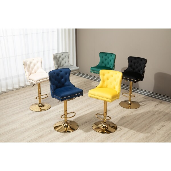 Modern Swivel Barstools Adjustable Height Bar Chairs with Footrest