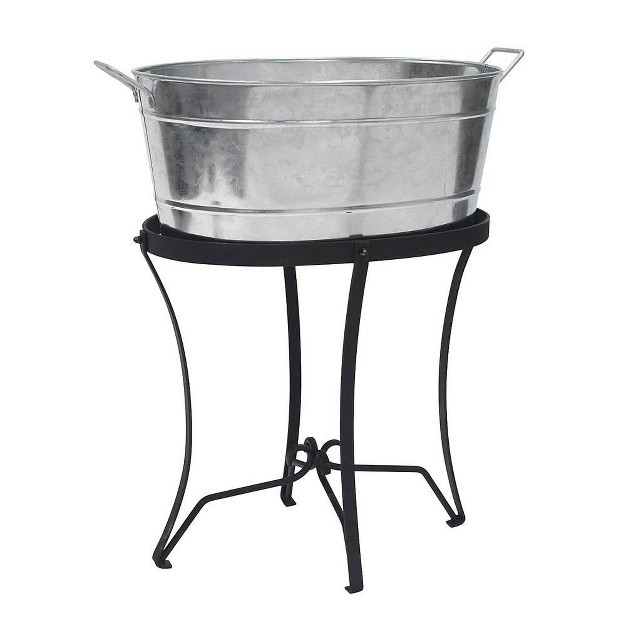 Oval Galvanized Tub With 2 Side Handles Steel Achla Designs