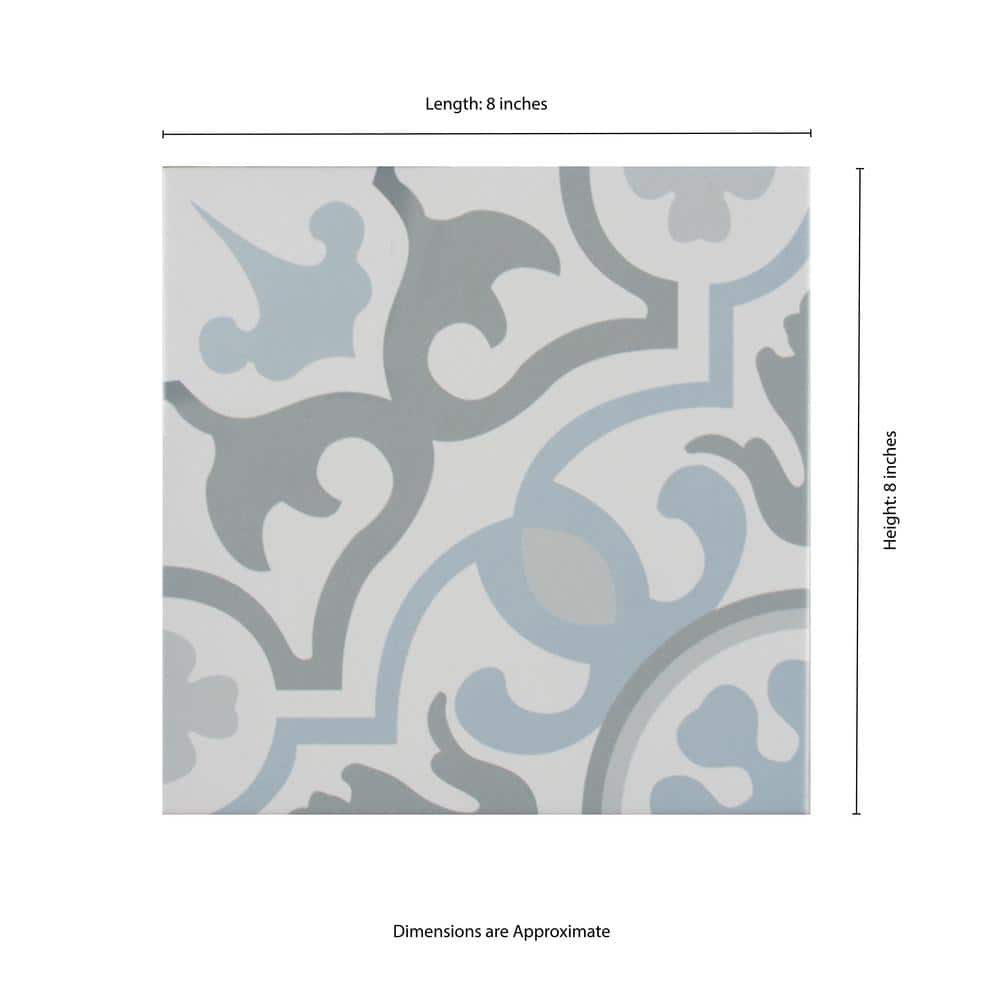 MSI Encaustic Blume 8 in. x 8 in. Matte Porcelain Patterned Look Floor and Wall Tile (5.16 sq. ft.Case) NHDBLU8X8