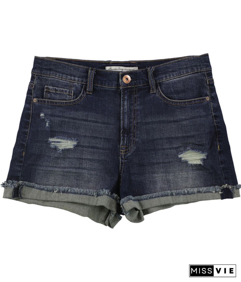 American Rag Womens Ripped Raw Edge Casual Denim Shorts