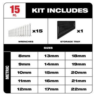 MW Combination SAE and Metric Wrench Mechanics Tool Set (30-Piece) 48-22-9415-48-22-9515