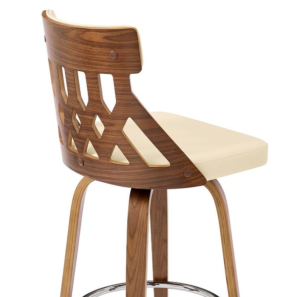 Crux Swivel Bar Stool in Faux Leather and Wood