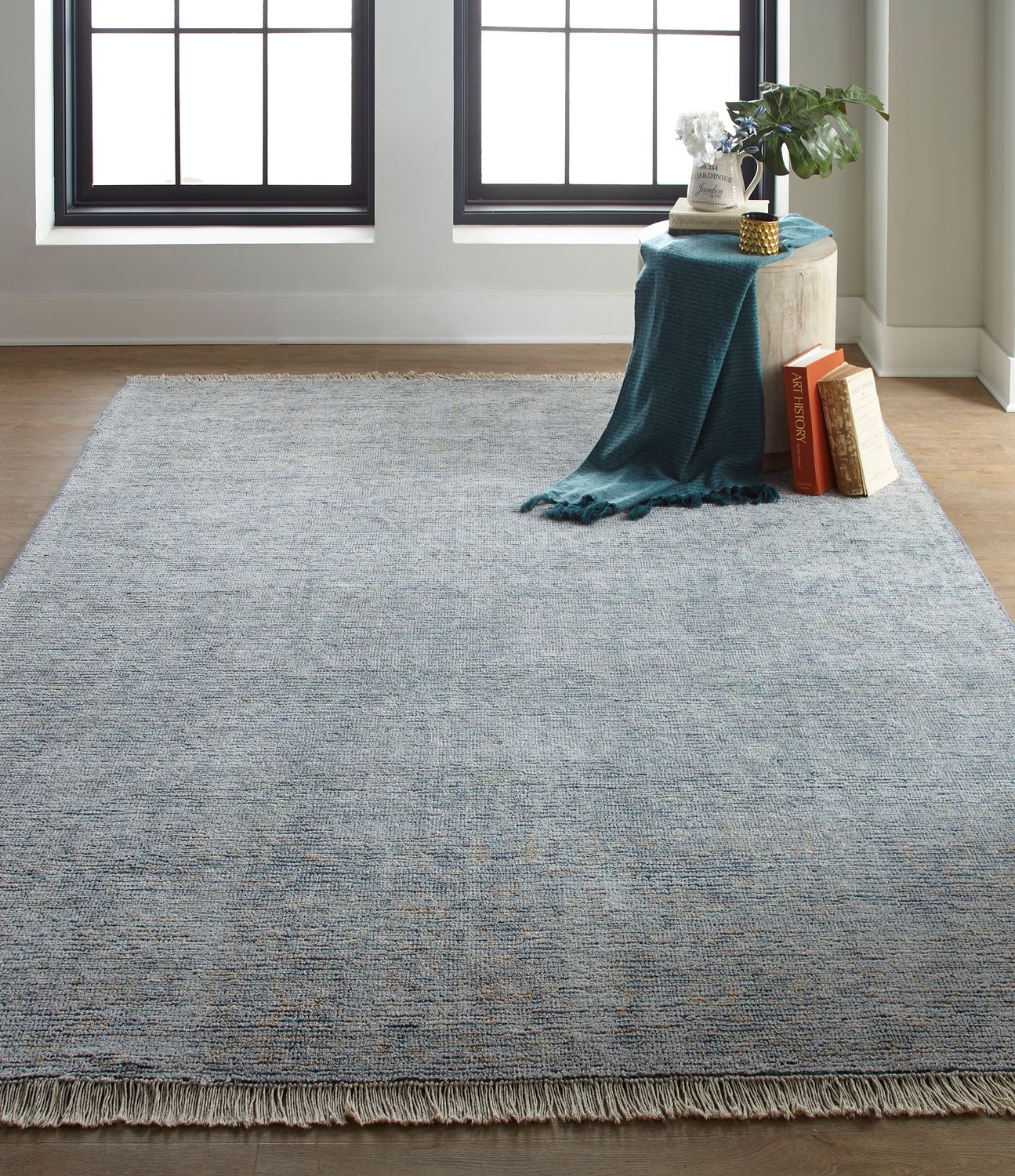 Ramey Hand Woven Aegean Blue and Gray Rug by BD Fine