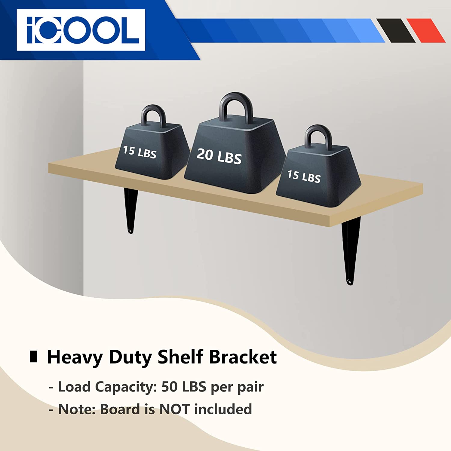 ICOOL 20 Pack Black Shelf Brackets 6 x 5 inch Heavy Duty Floating Shelf Bracket DIY Metal Wall Corner Angle Shelving Shelf Bracket L Shape for Kitchen Garage Warehouse Farm with Screws