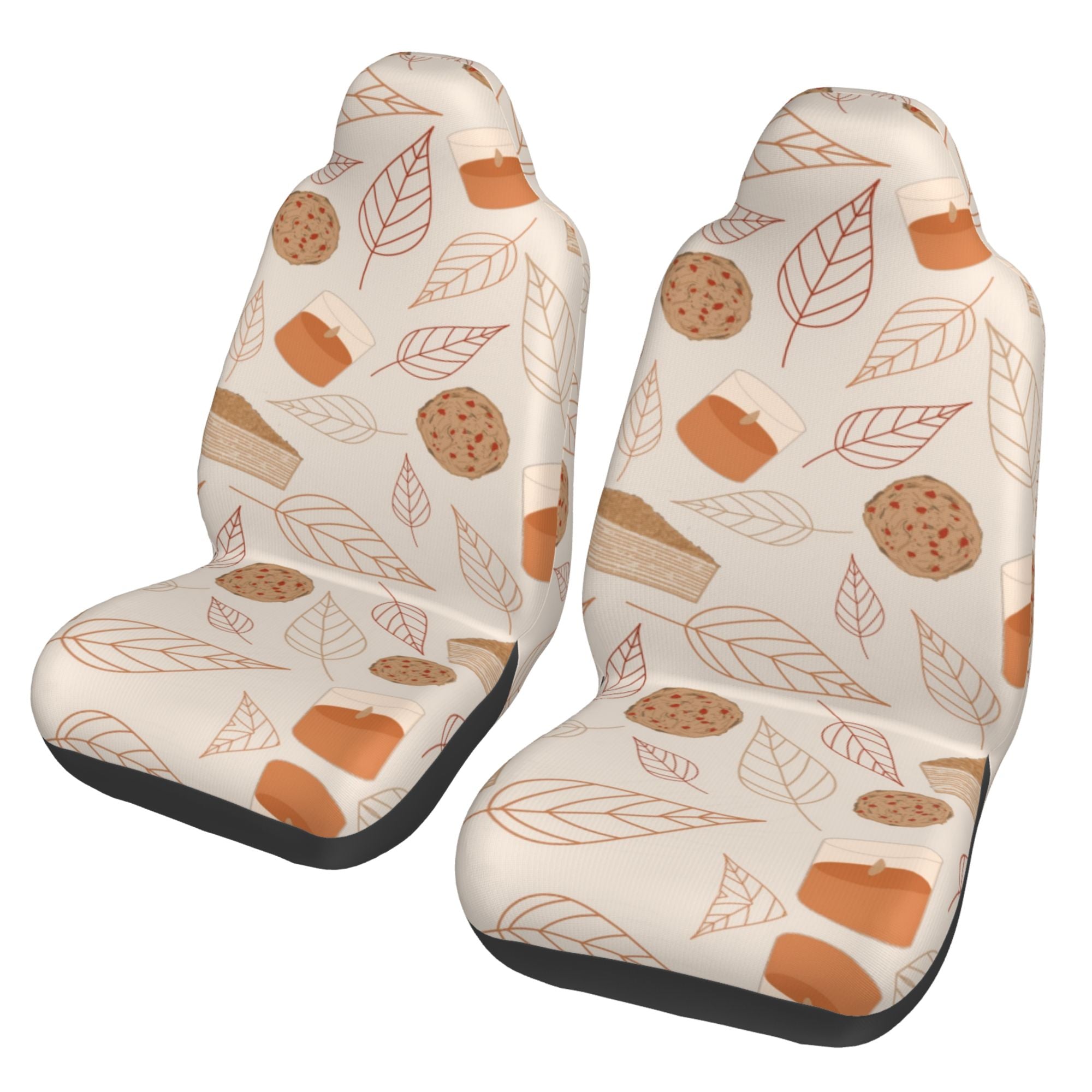 ZICANCN Car Seat Covers Front Seats Only，Leaf Cake Design Illustration Automotive Seat Covers Protectors for Cars Trucks Suv 2 Pack