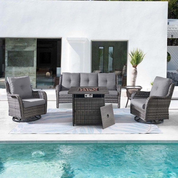 Outdoor Sofa Swivle Chair with Fire Pit Table Side Table