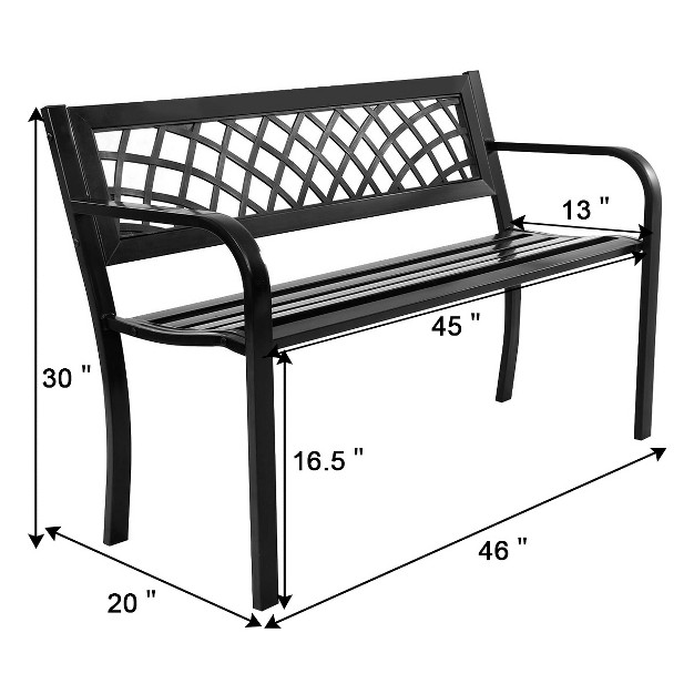 Tangkula Antique Steel Bench Patio Garden Chair Porch Cast For Outdoor