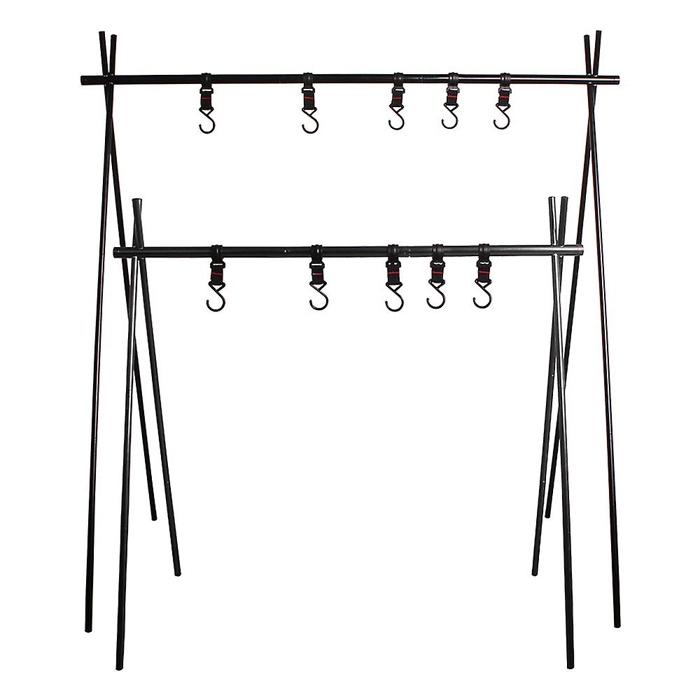 Outdoor Cookware Hanging Rack Foldable Portable Campsite Storage Rack With Storage Bag Hooks No.299874