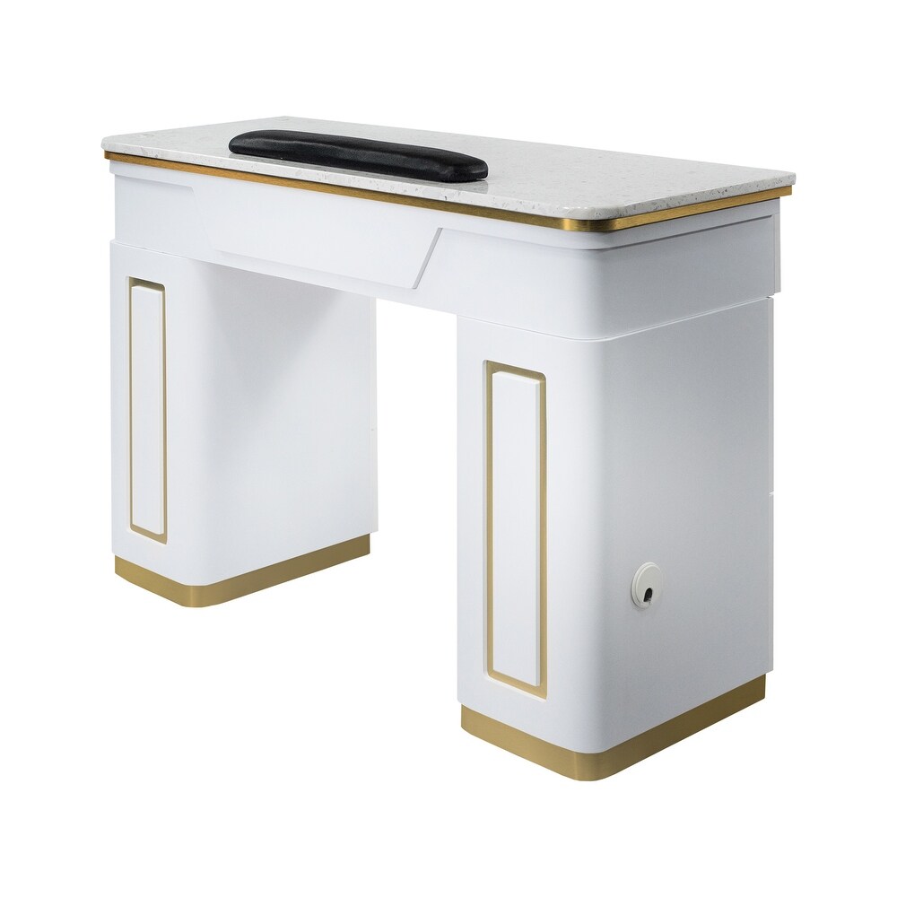 NAPA Manicure Table Nail Station  Salon Furniture   Equipment  White/Gold   N/A