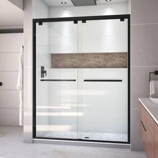 DreamLine Encore 56 to 60 in. x 76 in. Semi-Frameless Sliding Shower Door in Satin Black SHDR-1660760-09