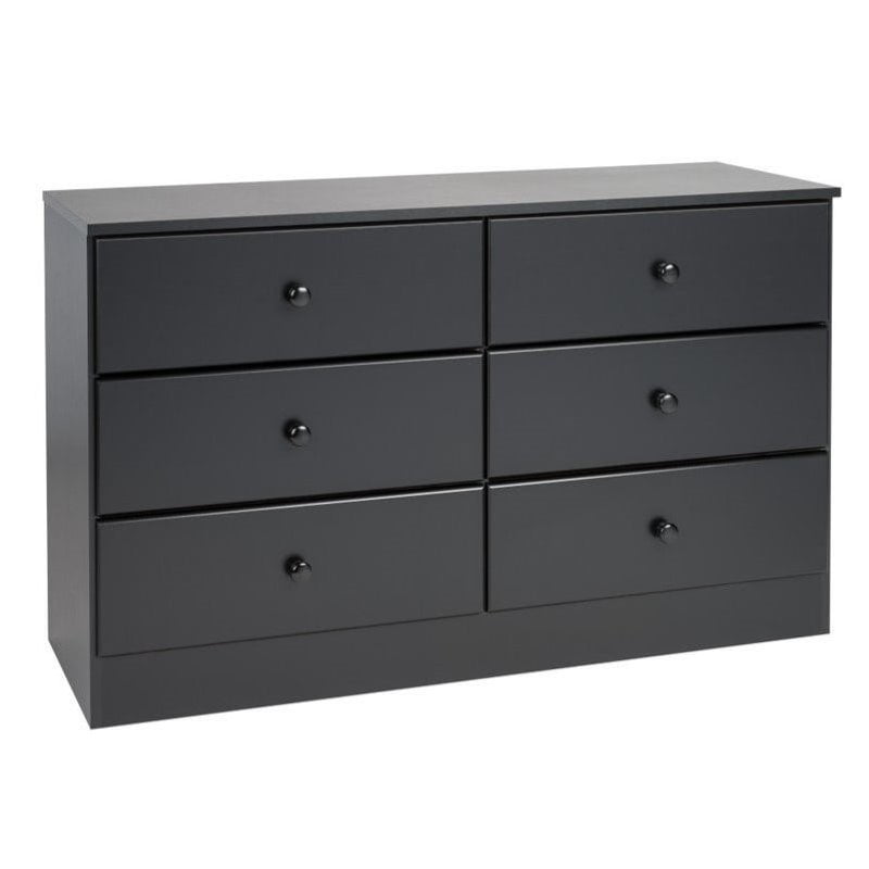 Home Square 4-Piece Set with 2 Nightstands Double Dresser 4-Drawer Chest, Black