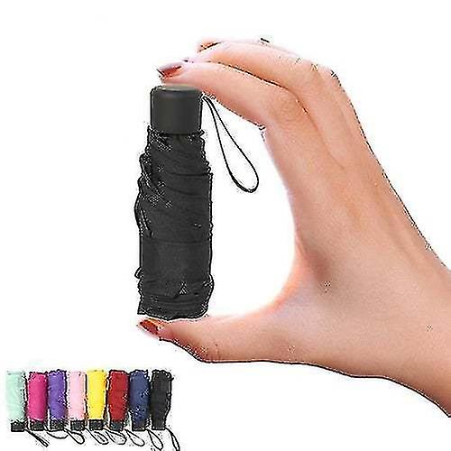 Small Fashion Mini Pocket Folding Uv Protection Waterproof Umbrella (black)