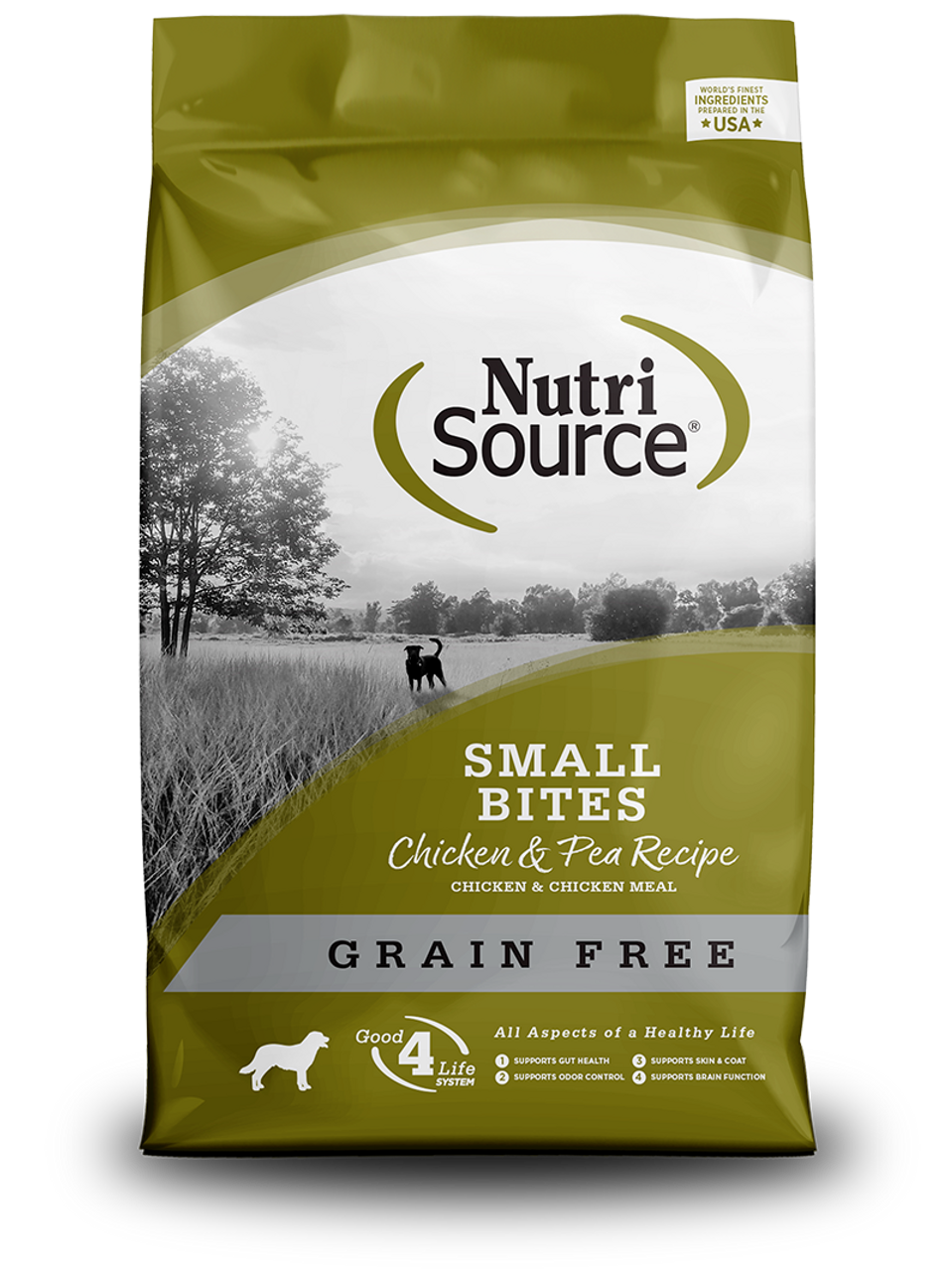 NutriSource Grain Free Small Bites Chicken and Pea Recipe Dry Dog Food， 15 Lb. Bag