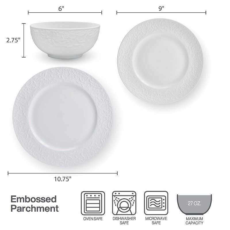 Mikasa Embossed Parchment 18-Piece Bone China Dinnerware Set