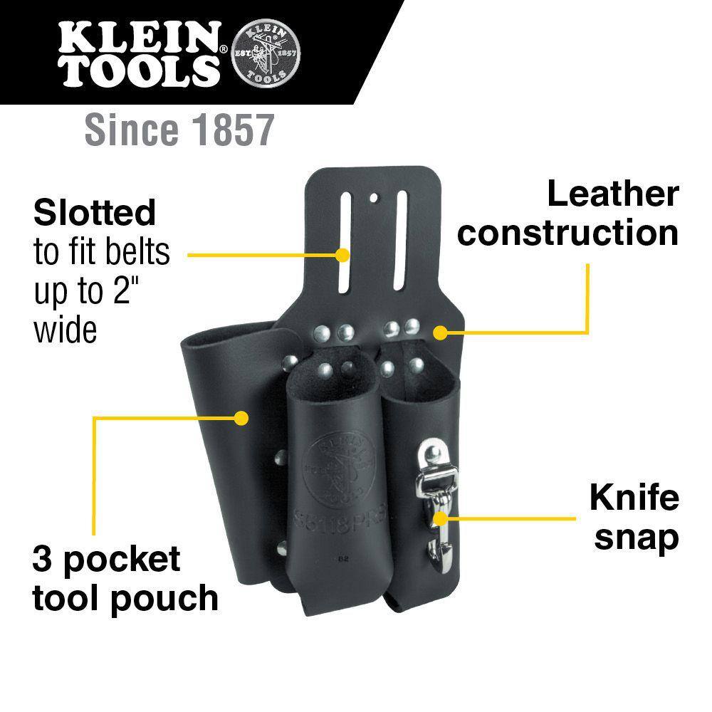 Klein Tools 3-Pocket Pliers Rule and Screwdriver Holster S5118PRS