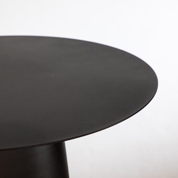 Mid Century Modern Metal Single Round Coffee Table -Black 23.6