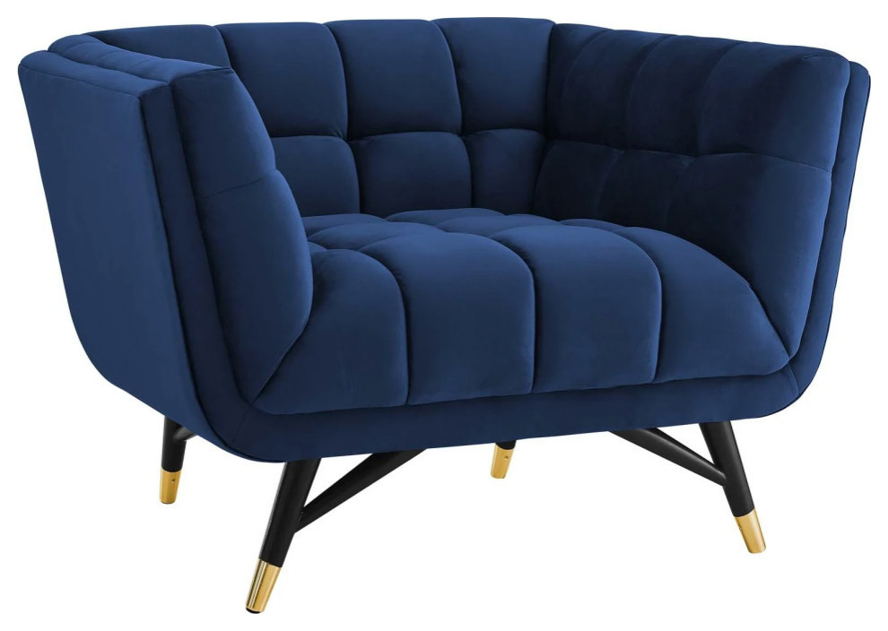 Alice Midnight Blue Performance Velvet Armchair   Midcentury   Armchairs And Accent Chairs   by V.S.D Furniture  Houzz