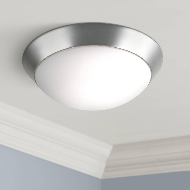 Wide Brushed Nickel 2 light Frosted Glass Dome Shade For Bedroom Kitchen Living Room Hallway