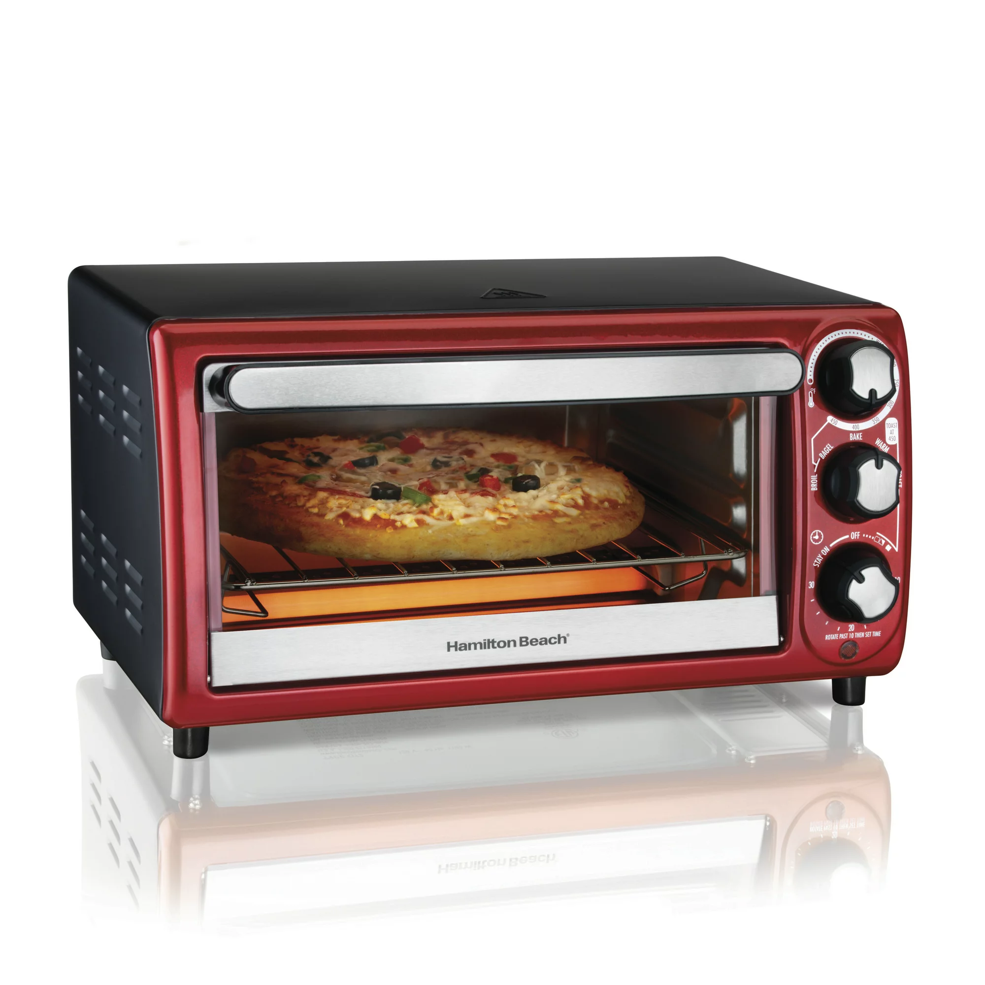 Hamilton Beach Toaster Oven， Red with Gray Accents， 31146