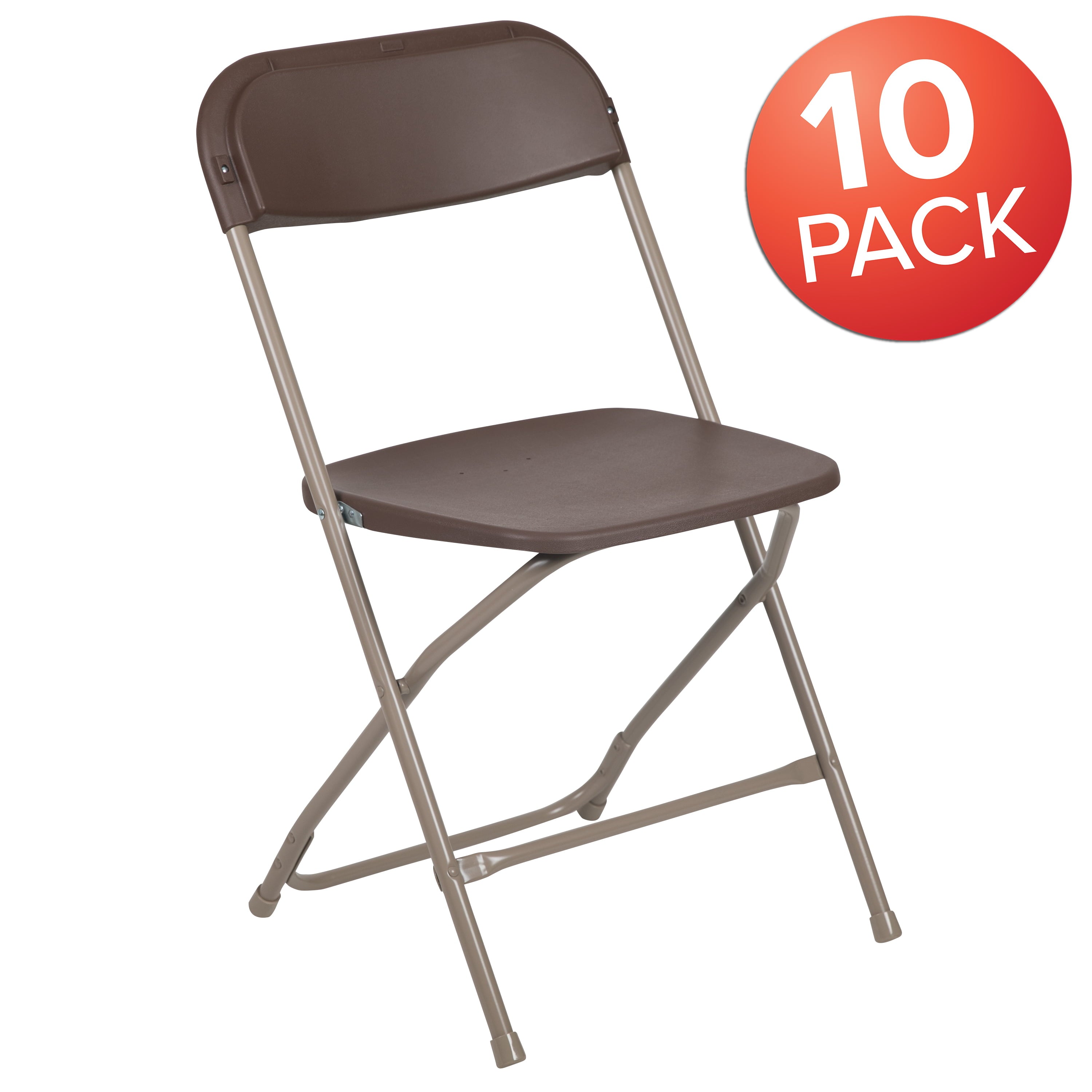 Flash Furniture Hercules™ Series Plastic Folding Chair - Brown - 10 Pack 650LB Weight Capacity Comfortable Event Chair-Lightweight Folding Chair