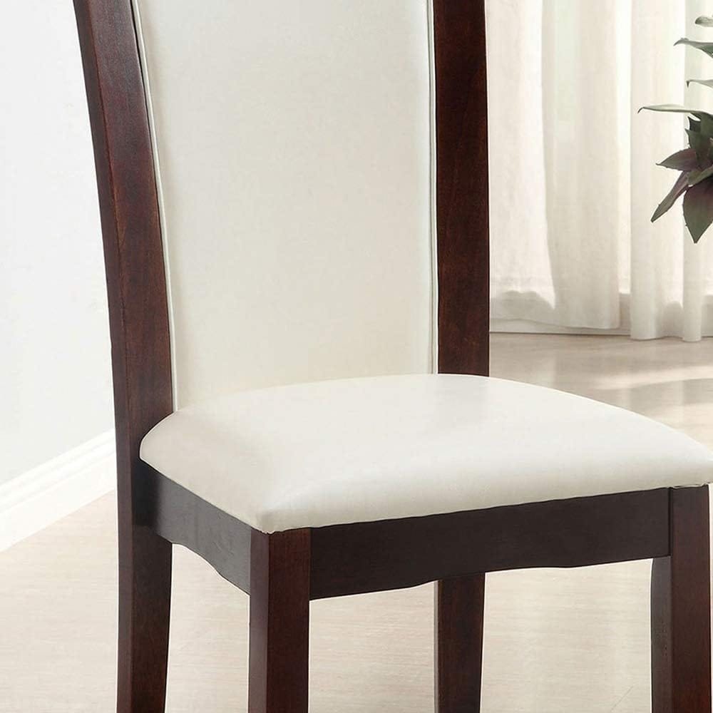 Style Comfort Contemporary 2pcs Side Chairs Dark Cherry And White Leatherette Cushion Seat Kitchen Dining Room Furniture