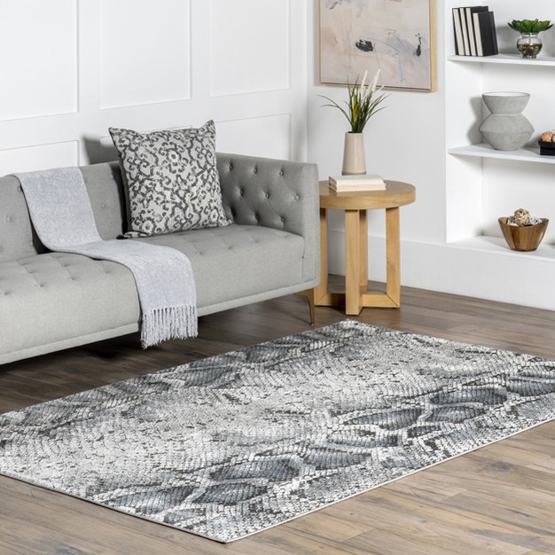 Enni Contemporary Snake Print Area Rug