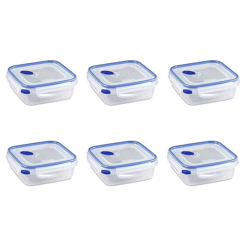 Sterilite 03314706 4.0 Cup Square Ultra-Seal Food Storage Container， Blue (6 Pack)