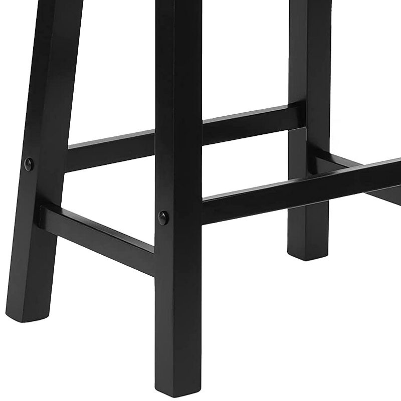 Pj Wood Classic Saddle Seat 24 Inch Kitchen Bar Counter Stool， Black (3 Pack)